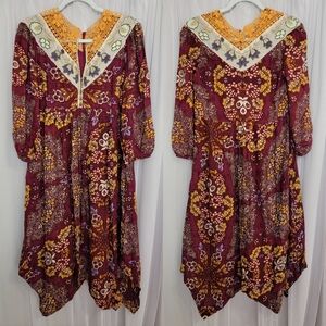 Anthropologie Maeve Meredith Embroidered Midi Dress